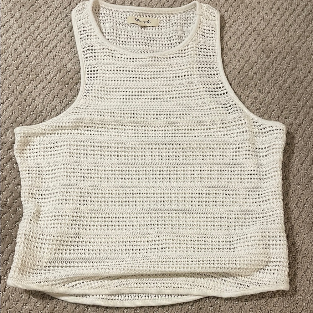 Madewell White Crochet Tank Top